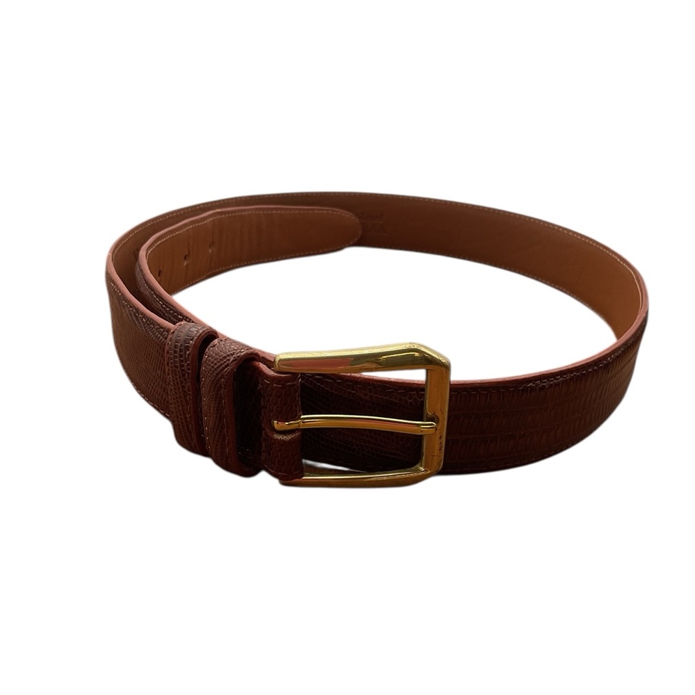 Allen Edmonds Teju lizard Brown Leather Belt size‎ 32